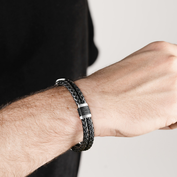 Nerjaveče Jeklo, Usnje Moška Zapestnica Lotus Style Ls2529-2-1