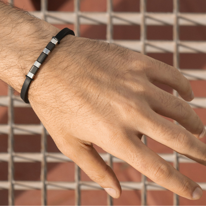 Nerjaveče Jeklo, Usnje Moška Zapestnica Lotus Style Ls2538-2-3